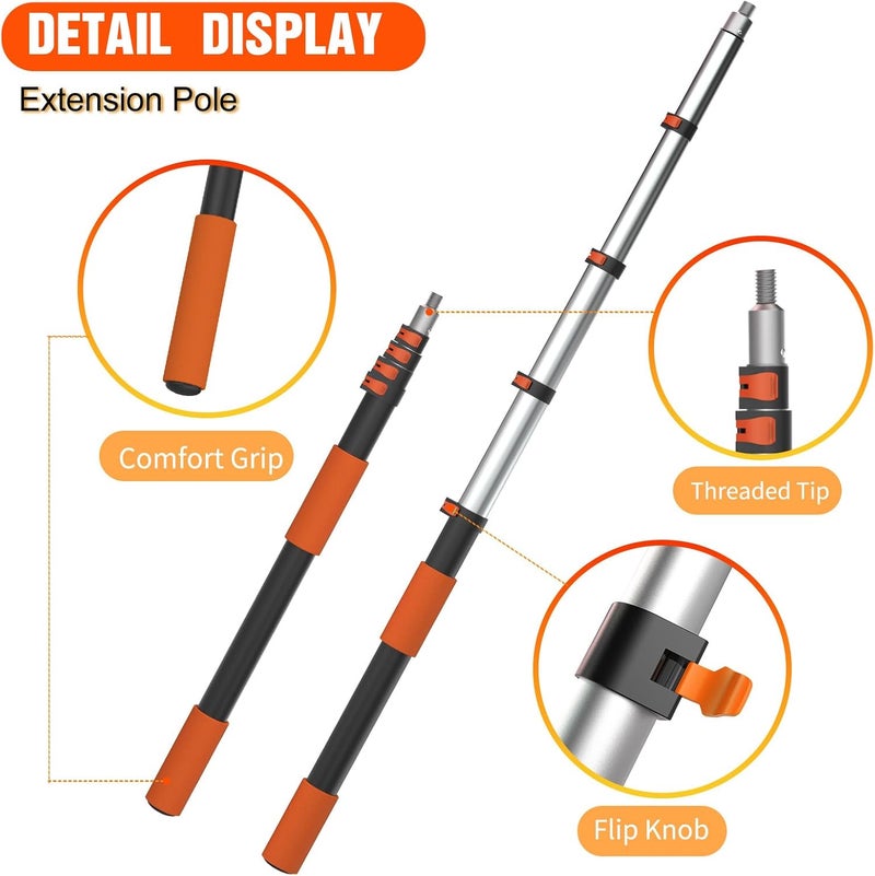 LAANPOLE Telescoping Pole, 3-12FT Aluminum Extension Pole(20FT Reach), Multi-Purpose Paint Roller for Painting, Dusting and Cleaning - Image 2